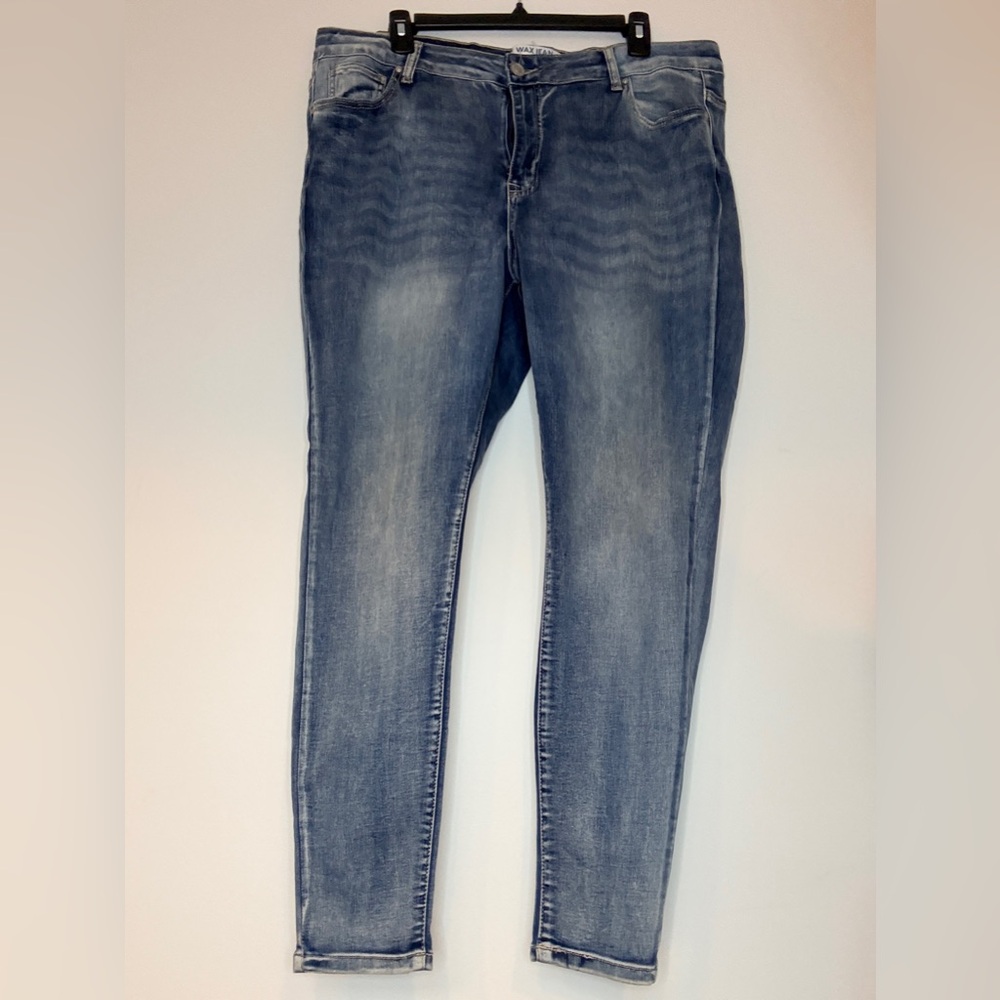 Wax Jean Mid Blue Faded Skinny Jeans